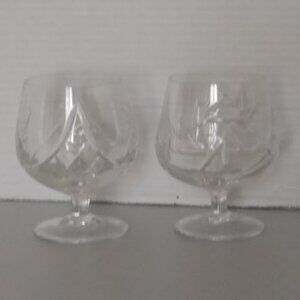 Pair Of Crystal Pinwheel Brandy Snifters
